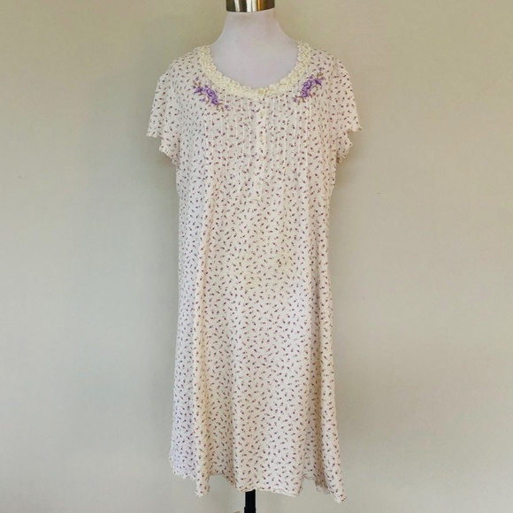 Nightgown SECRET TREASURES Size 12 14 Medium Short Sleeves Floral - Picture 1 of 9
